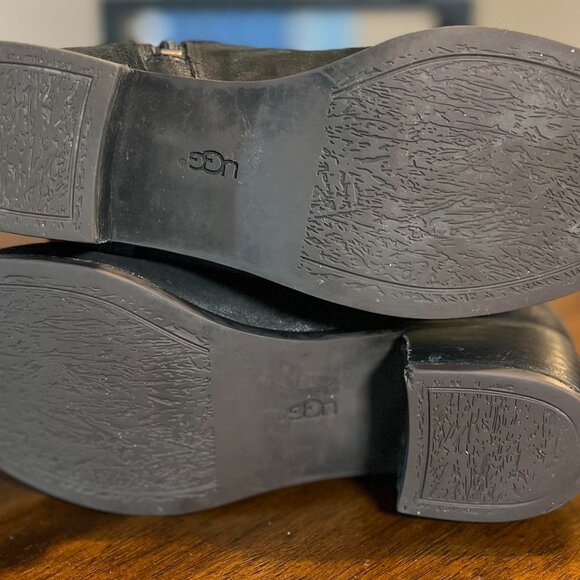 UGG Australia Darcie Black Leather Knee High Round Toe Riding Boots Size 7.5 - Picture 6 of 7